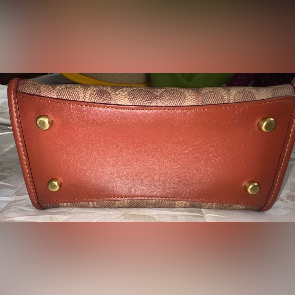 Coach Tan and Burgundy Signature Tote - Picture 3 of 12